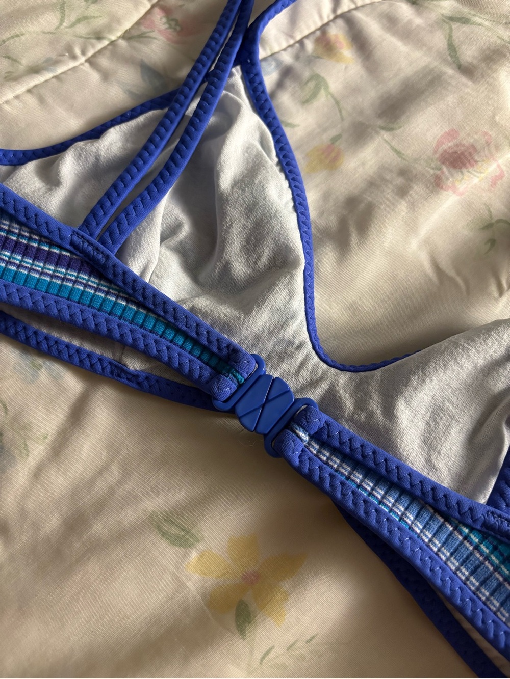 Vintage blue Striped Women's bikini top - Picture 2 of 2